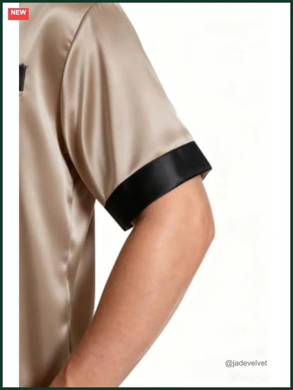 Satin Pajama Set Short Sleeve Silky Sleepwear 2-Piece Loungewear PJs
